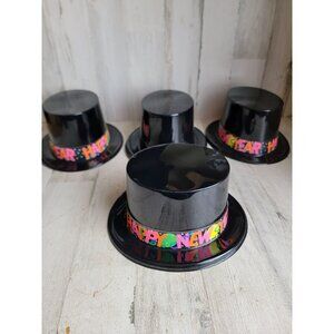 Plastic new years top hat black set Halloween costume accessory